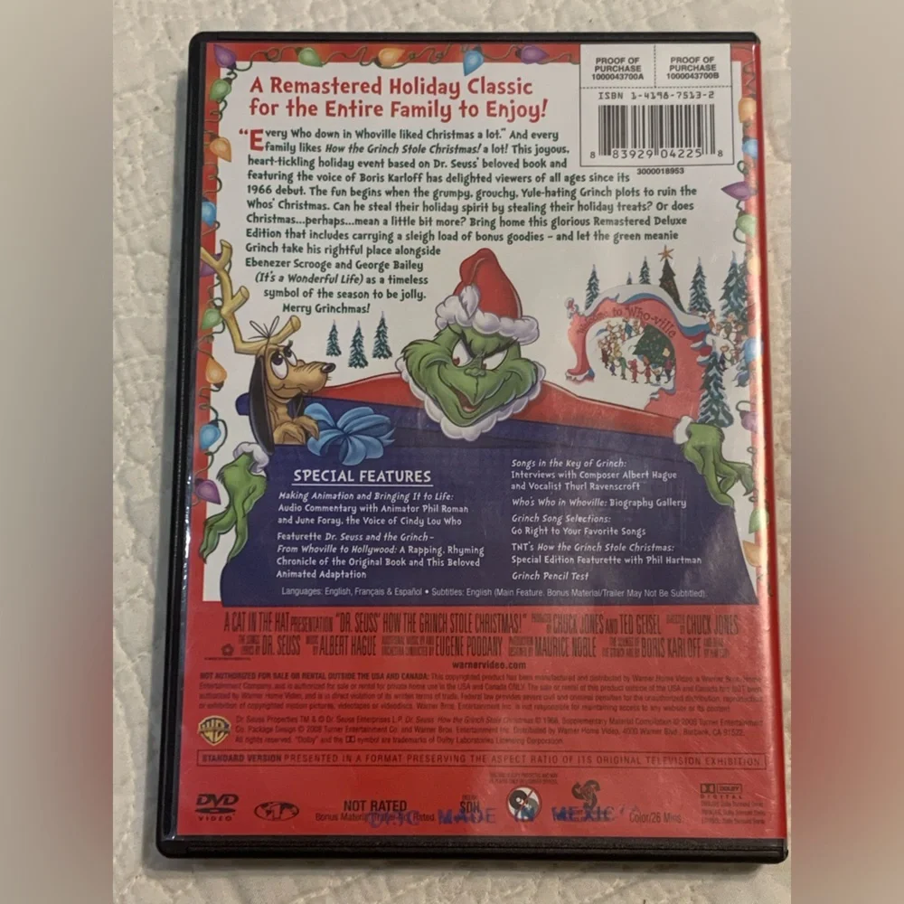 Deluxe Edition 1 DVD Dr. Seuss’ How The Grinch Stole Christmas PreOwned